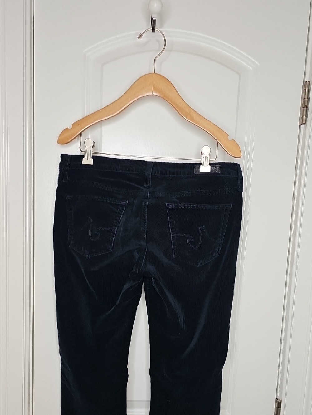 AG Adriano Goldschmied Navy Blue Corduroy The Ballad Slim Boot Jeans - Size 28 - Picture 7 of 10